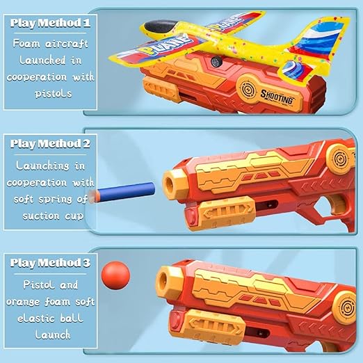 3-in-1 Glider Plane Launcher Toy for Outdoor Adventure (Blue)
