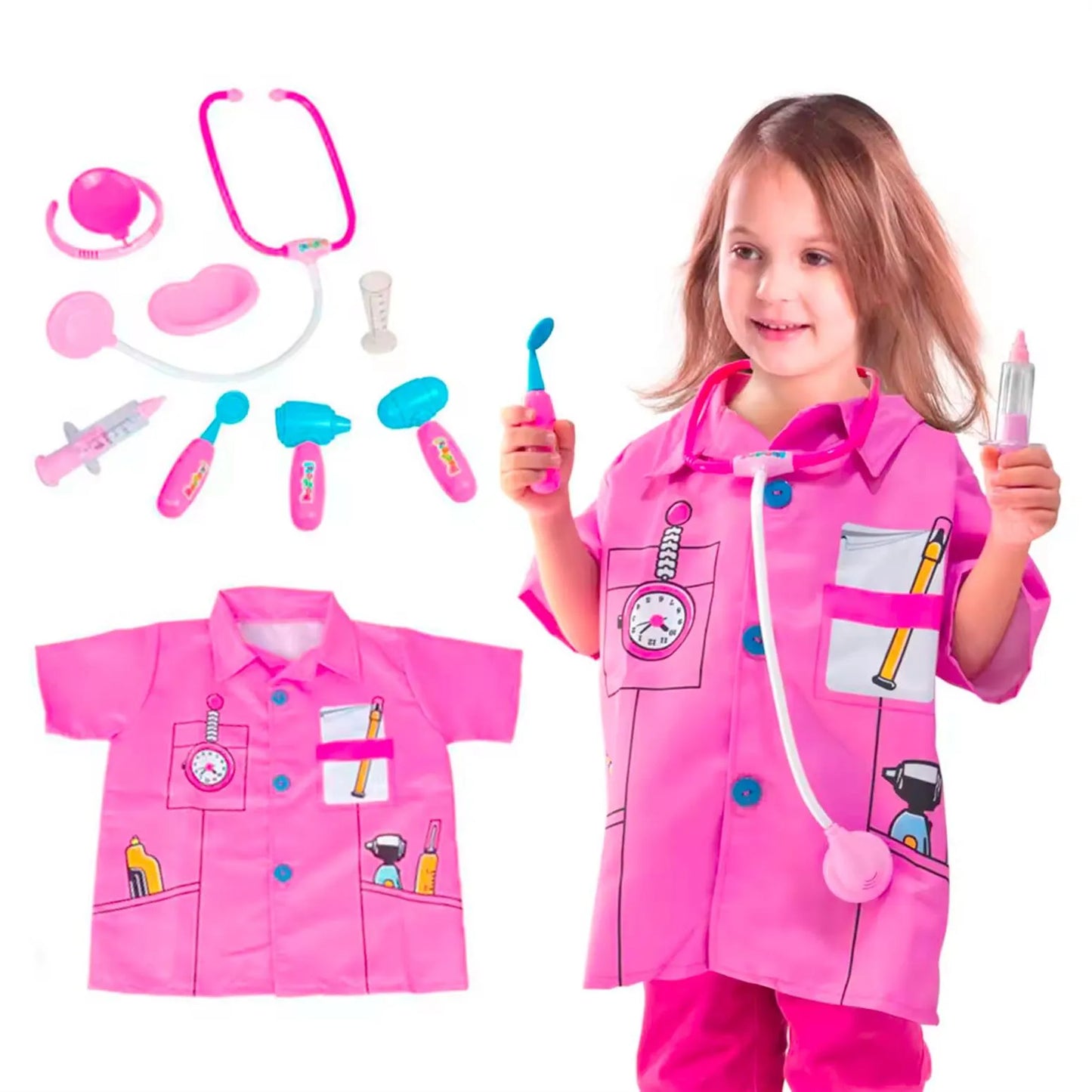 Nurse Coat with Nurse print pink - Kids