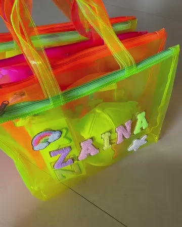 Personalised Neon Transparent Tote Bag for Kids