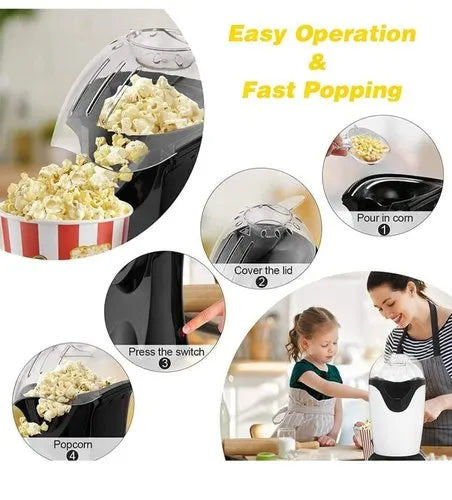 Electric Automatic Popcorn Maker – Hot Air Popcorn Machine for Healthy, Oil-Free Snacks