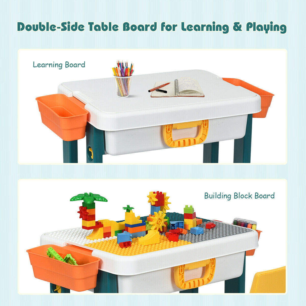 Kids Activity Lego Table Set for Learning and Playing