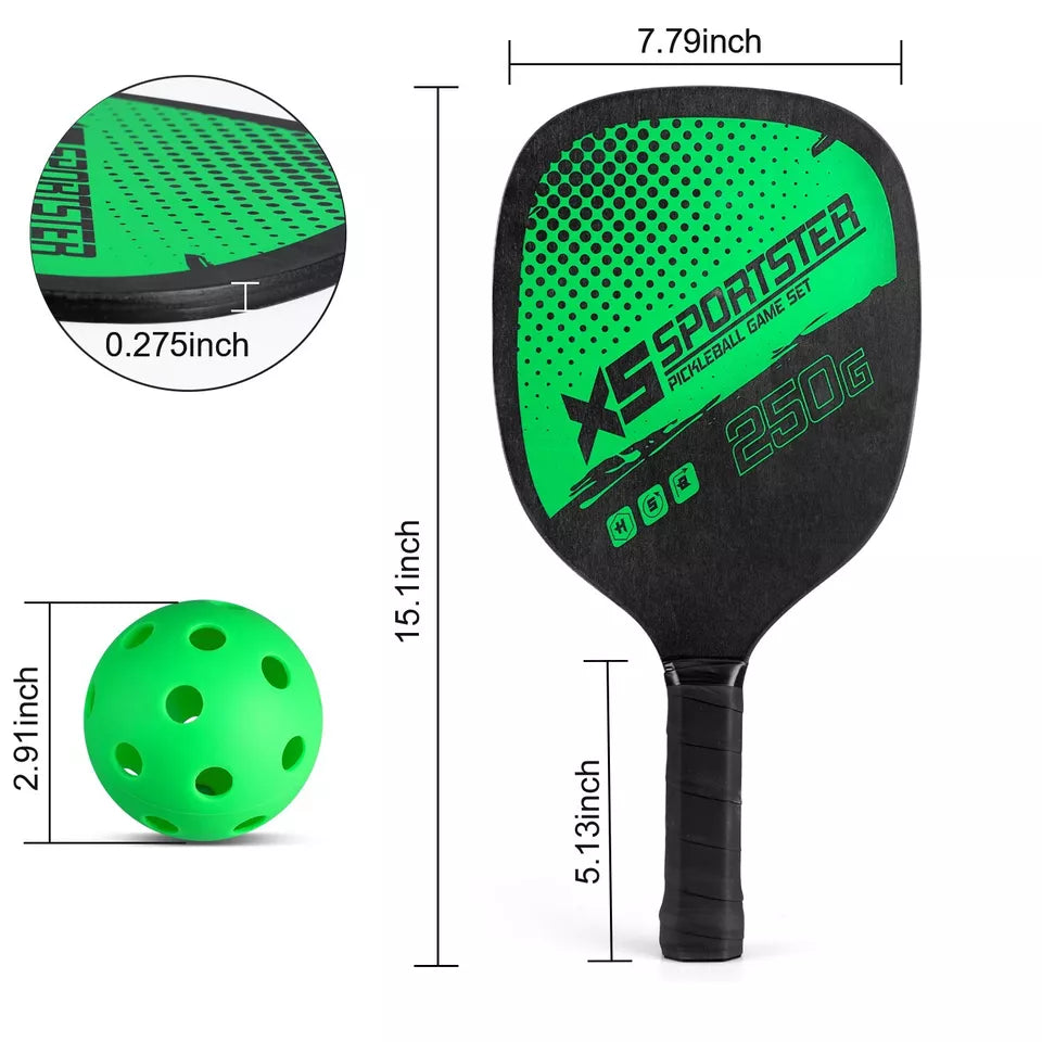 Premium Pickleball Paddle Set  | Complete Set with 4 Pickleballs & Carry Bag | Perfect for Beginners & Pros