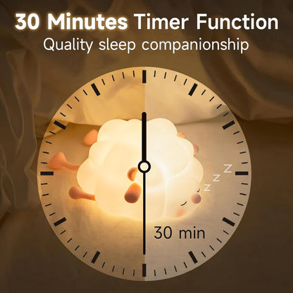 Silicone Night Light for Kids – Soft & Safe, USB Rechargeable, Auto-Off Timer, Soothing Bedtime Glow