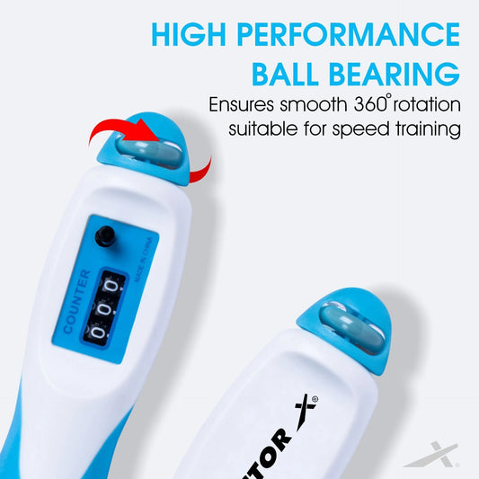 Freestyle Skipping Rope (White, Blue, Length: 280 cm)