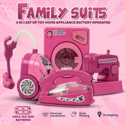 4-in-1 Household Play Set – Realistic Home Appliaousehold Play Set – Realistic Home Appliances with Lights & Soundnces with Lights & Sound
