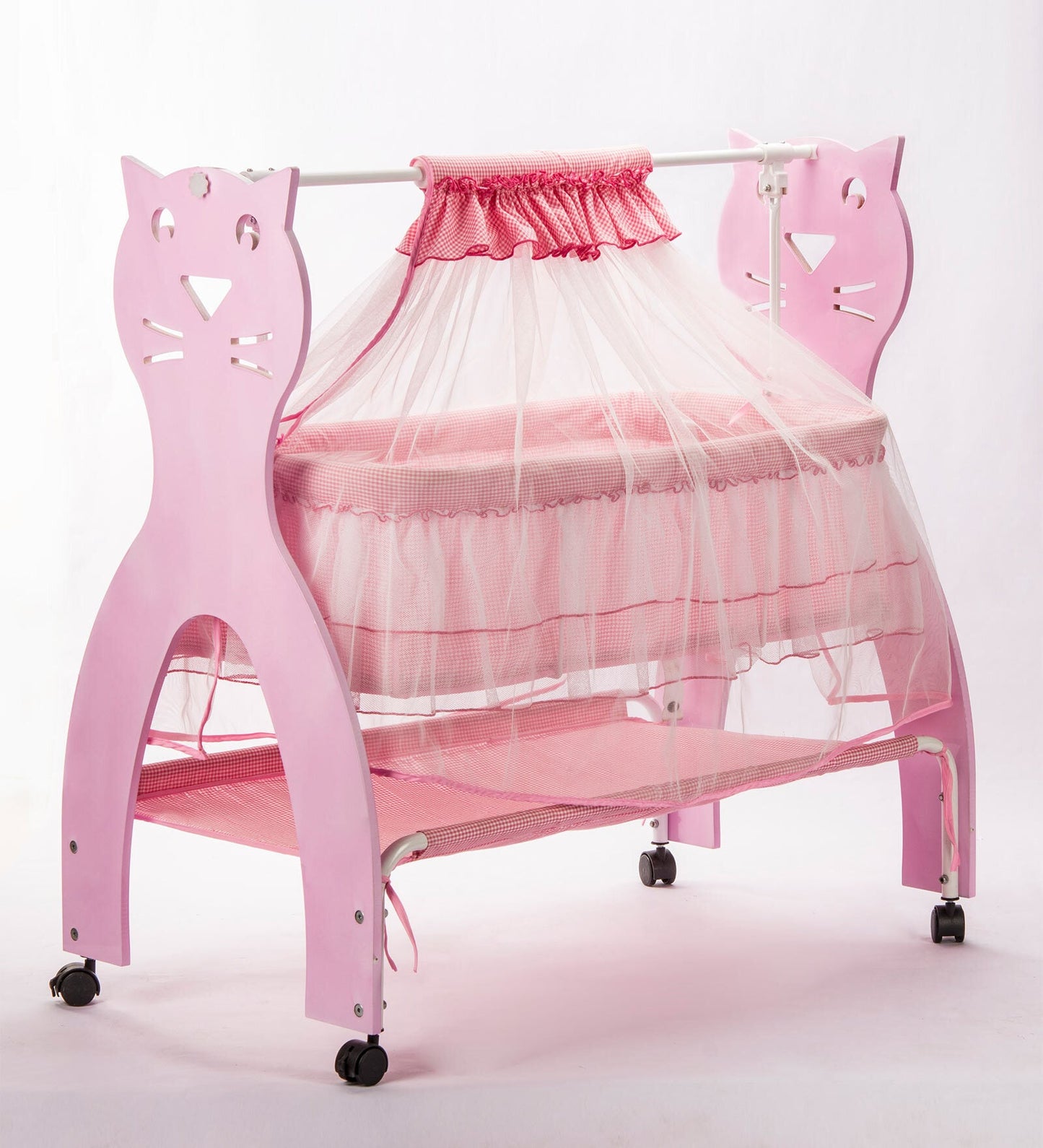 Cat Shaped Wooden Baby Cradle.