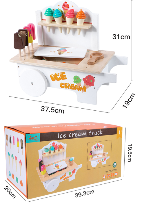 Wooden Ice Cream Shop Toy Pretend Play Set Ice Cream Maker For Kids