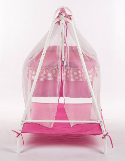 Pink Baby Cradle With Swing Lock