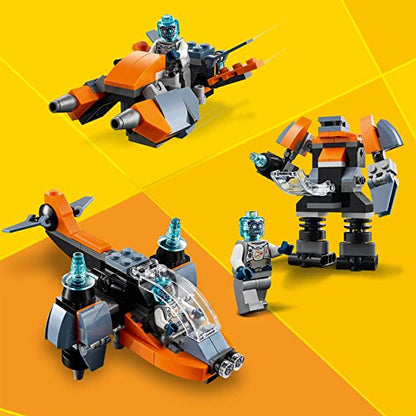 LEGO Kid's Creator 3 in 1 Cyber Drone Building Set with Cyber Mech and Scooter.